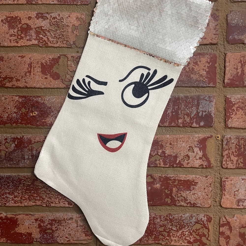 Eyelash Lash Winking Face Christmas Stocking Rose Gold - Picture 4 of 5